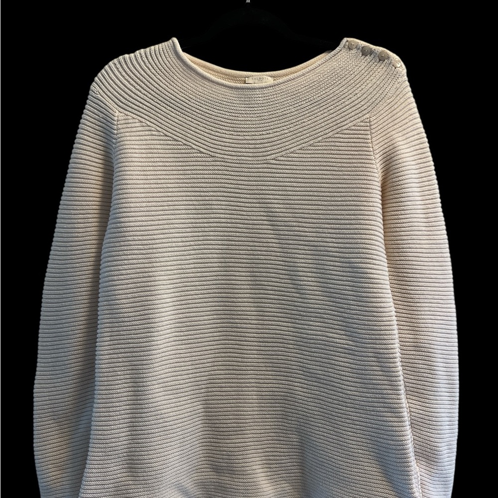 Talbots Cream Ribbed Crew Neck Sweater